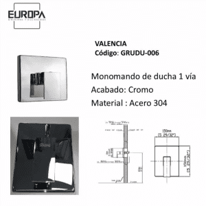 GRUPO DE DUCHA MONOMANDO VALENCIA  GRUDU-006